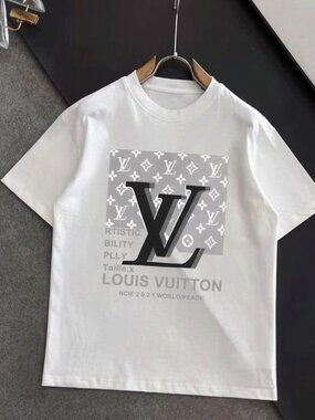 Designer Style Monogram Graphic Tee - Artistic Luxury White Cotton T-shirt